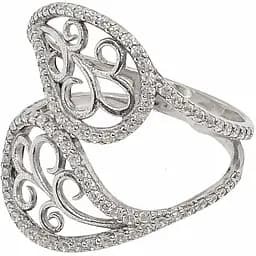 Серебряное кольцо Объятие с фианитами. 1136/1Р-CZ 17,5