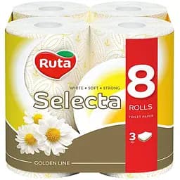 Туалетная бумага Ruta Selecta с ароматом ромашки 3 слоя 8 рулонов (4820023744790)