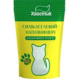 Силикагель наполнитель Хвостик для кошек с зелеными гранулами мелкая фракция 3.6 л