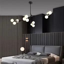 Черная люстра с 12 белыми плафонами 105х70 см Ст. BM 64/12 BK+WT | Line F