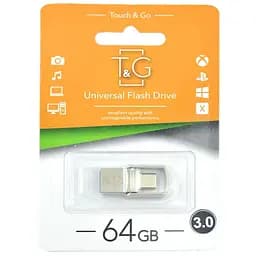Флеш-накопичувач TG 104 Metal Series 2in1 USB 3.0 (USB-A/C) - 64GB Срібний - мініатюра 2
