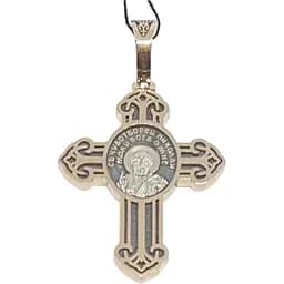 Золотий хрестик Харківська ювелірна фабрика. Микола Чудотворець/Розп'яття Христа. 11582-Ч