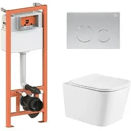 Набір Q-tap Nest 4 в 1 підвісний унітаз Crow Ultra Quiet 490x360x290 + комплект інсталяції QT05335171W45130