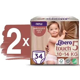 Набір підгузків-трусиків Libero Touch Pants 5 (10-14 кг), 68 шт. (2 уп. по 34 шт.) - мініатюра 2