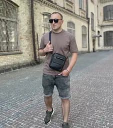 Сумка чоловіча шкіряна через плече планшет чорна натуральна шкіра (4134A) - мініатюра 10