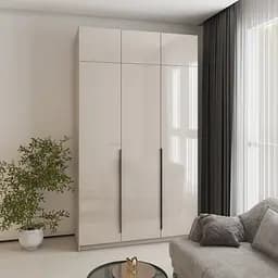 Шафа 3-дверна з антресоллю MebelStar Оскар Gloss BL-B, блок шухляд+полиці 150x52x260 см Кашемір/Кашемір (MBS-5490)