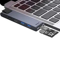 Концентратор Baseus USB-C Thunderbolt 7-in-1 2xUSB 3.0 + 1xUSB-C PD + HDMI 4K60Hz + SD/TF + 1xRJ45 1000Mbps gray (CAHUB-L0G) - мініатюра 7