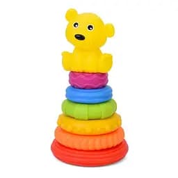 Детская игрушка "Пирамидка Мишка" Bambi 638-112(Yellow) 18,5 см, 6 колец