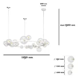 Люстра стельова G9 Levistella 918LP267-24 WH+CL, 24 плафона, білий і прозорий, сучасний стиль для дому - мініатюра 3
