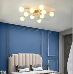 Светодиодная люстра Орбита 8618 (Золотая) на 10+1 плафонов