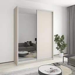 Шкаф-купе двухдверный MebelStar Комбо AL ДСП/Зеркало 180x60x240 см Кашемир (MBS-4139)