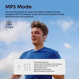 Навушники Langsdom бездротові кісткові для бігу BE-18 Max з вбудованою пам'яттю 32 ГБ з кістковою провідністю для спорту - мініатюра 5