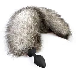 Силиконовая анальная пробка Art of Sex с хвостом из натурального меха M Artctic fox