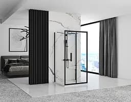 Душова кабіна Rea Rapid Fold 100x100 black пристінна REA-KPL-09918, Чорний матовий, Універсальна, прозрачний, Чорний матовий - мініатюра 3