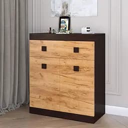 Комод для дома Эверест Соната-4 Телескопические с дверью и ящиком 80х38х94 см венге темный + дуб крафт золотой (EVR-2066)