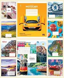 Зошити учнівські 18 аркушів клітинка Люкс ТЕ11226 Мікс 2, 20 шт. в упаковці
