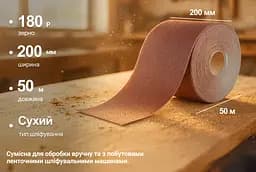 Наждачний папір Alloid Building Tools на тканинній основі 200 мм х 50м зерно 180 (SP-20050180) - мініатюра 5