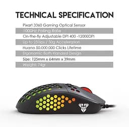 Игровая мышь Fantech X UX-2 RAPTOR PixArt 3360, 250IPS, 50G, 1200DPI Black - мініатюра 10