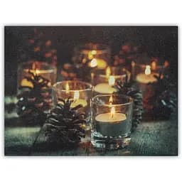 Картина зі світловими ефектами Devilon Підсвічники та шишки 3 LED лампочки 15х20х1.8 см (940263)