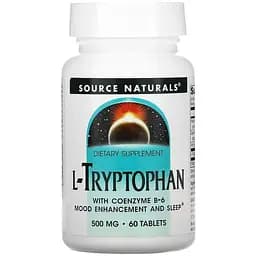 Аминокислота Source Naturals L-Tryptophan with Coenzyme B-6 500 мг 60 таблеток