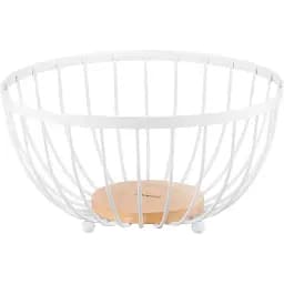 Кошик для фруктів Ardesto Midori білий метал дерево 25х25х13 см (AR0904W)