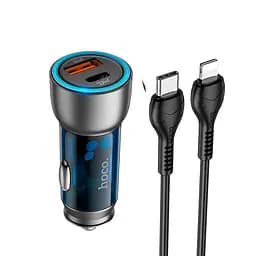 Адаптер автомобильный Hoco Type-C Lightning cable Sprinter dual port Car charger NZ8 |1USB/1Type-C, QC/PD, 43W/3A|