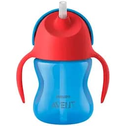 Чашка с трубочкой Philips Avent 9+ мес. 200 мл синяя с красным (SCF796/01)