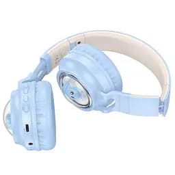 Бездротові навушники Hoco W50 Cute fun BT headphones, BT5.3, AUX, TF, 400mAh, 12h, blue - мініатюра 2