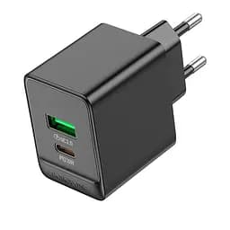 Зарядний пристрій - Адаптер мережевий Borofone BAS14A Erudite charger 2 виходи 1USB + 1Type-C 20W чорний