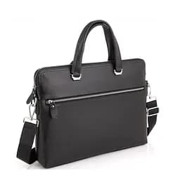 Сумка для ноутбука и документов кожаная черная Tiding Bag 9157 с 2 ручками