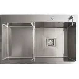 Кухонна мийка Platinum Handmade 78x50С L з нержавіючої сталі 3.0 мм квадратний сифон 78x50x22 см сатин