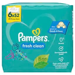Набір дитячі вологі серветки Pampers Fresh Clean 312 шт. (6 уп. по 52 шт.) - мініатюра 2