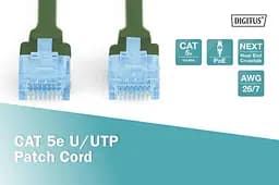 Патч-корд Assmann CAT 5e U-UTP, Cu, PVC AWG 26/7, довжина 2 м DK-1511-020/G Green - мініатюра 3