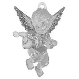 Новорічна підвіска MIS LT Янгол з скрипкою 4,5х2х6 см прозорий/срібний