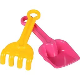 Набір для піску ТехноК Лопатка та граблі жовтий з рожевим (1363)