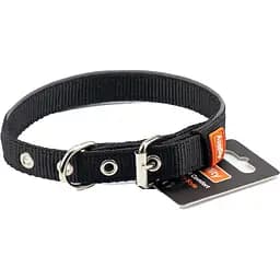 Нашийник для собак Agility нейлон зі світловідбивним кантом подвійний 30-38х2 см чорний