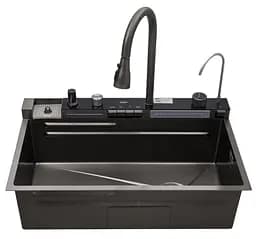 Кухонна мийка Kroner KRP Schwarze - SET7546ARTHM PVD (3.0/0.8 мм) (CV033375) - мініатюра 5