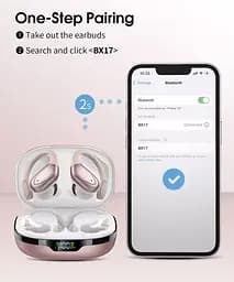 Бездротові спортивні Bluetooth навушники TWS BX17, водонепроникні, з індикатором заряду Жіночі навушники - мініатюра 5