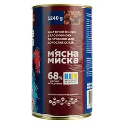 Уцінка. Вологий корм для собак М'ясна миска шматочки в соусі з яловичиною та печінкою 1.24 кг  - мініатюра 2