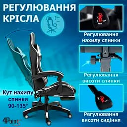 Геймерське крісло 4Points GT з підставкою для ніг Біле - мініатюра 11