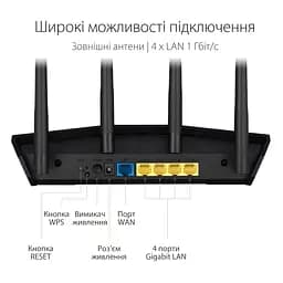 ASUS Маршрутизатор RT-AX57 AX3000 4xGE LAN 1xGE WAN WPA3 MU-MIMO OFDMA MESH - мініатюра 3