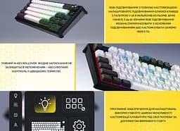 Клавиатура игровая механическая HATOR HTK-4160-UA Skyfall 65 PRO Wireless Aurum Vanila Silent Switch USB, 2,4 ГГц, BT 5.3 Black-White - мініатюра 11