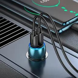 Адаптер автомобільний Tough dual port car charger Z48 2Type-C 40W синій - мініатюра 7