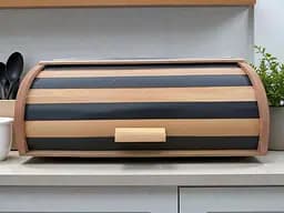 Деревʼяна хлібниця еко з сірою смужкою 44×27×17 см - мініатюра 4