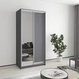 Шафа-купе дводверна MebelStar Стандарт AL ДСП/Дзеркало 100x45x210 см Антрацит (MBS-2360)