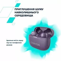 Навушники Canyon TWS headset OnGo TWS-10 ANC+ENC Purple (CNS-TWS10PL) - мініатюра 8
