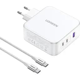 Зарядний комплект блок і кабель 3 порти USB (2хUSB-C+USB-A) Ugreen CD289 140W Gan (UGR-15339)