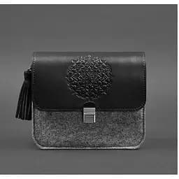 Фетрова жіноча бохо-сумка Лілу з шкіряними чорними вставками
