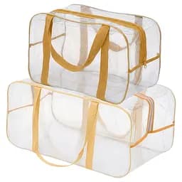 Набор прозрачных сумок в роддом: размер М 40х25х20 см + размер L 50х25х30 см (бежевые)