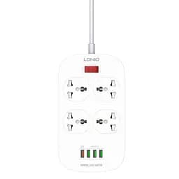 Сетевой удлинитель LDNIO SC4407 с поддержкой быстрой зарядки (4 х розетки 4 х USB) 2 м
